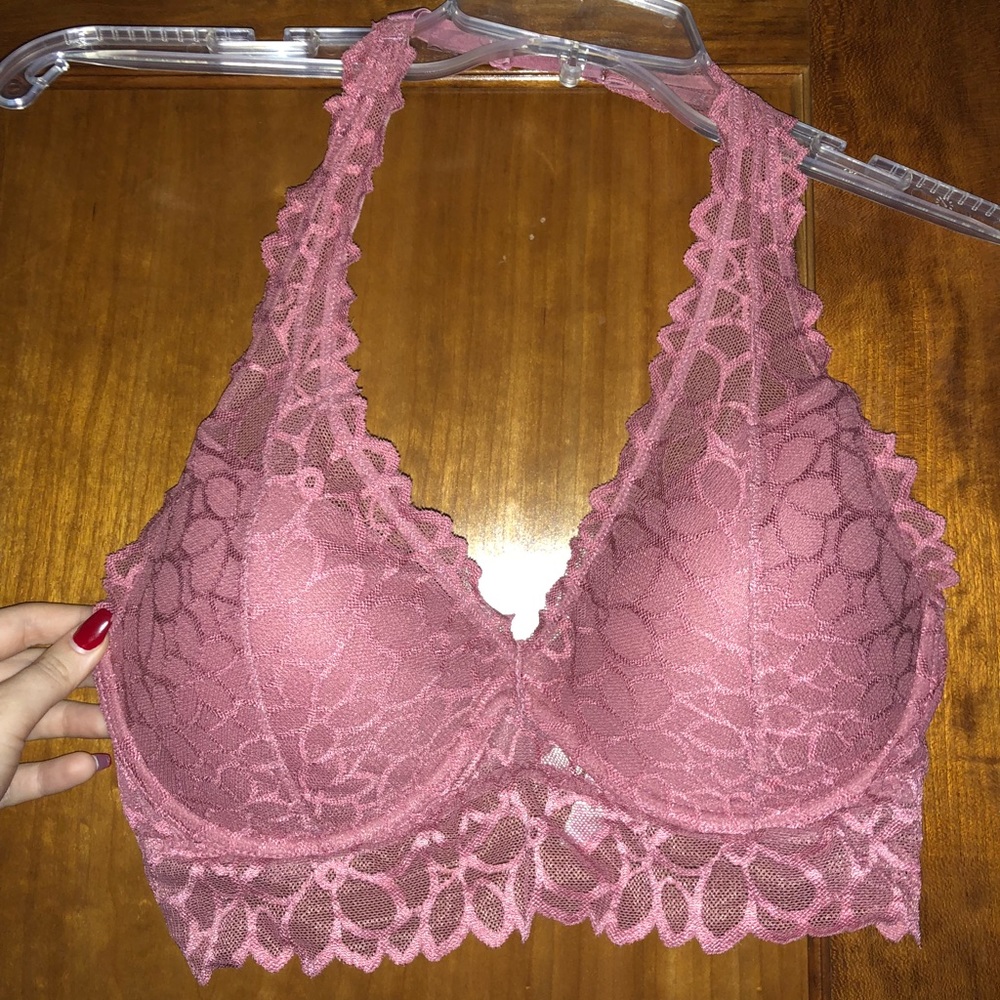 Floral lace halter bralette